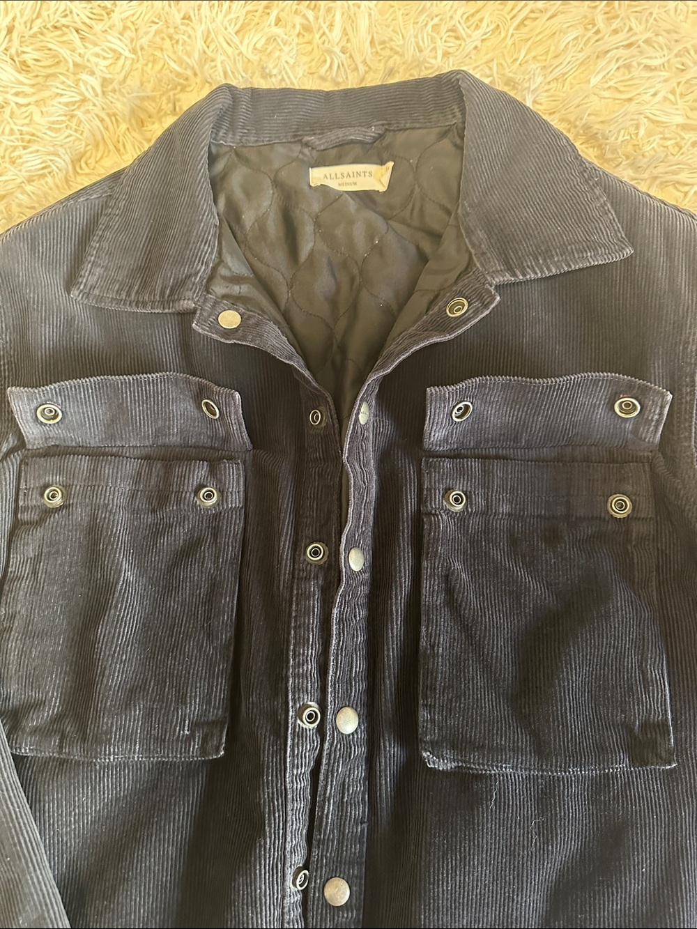 AllSaints Men's Dark navy blue Corduroy Shirt Jacket - Picture 4 of 6